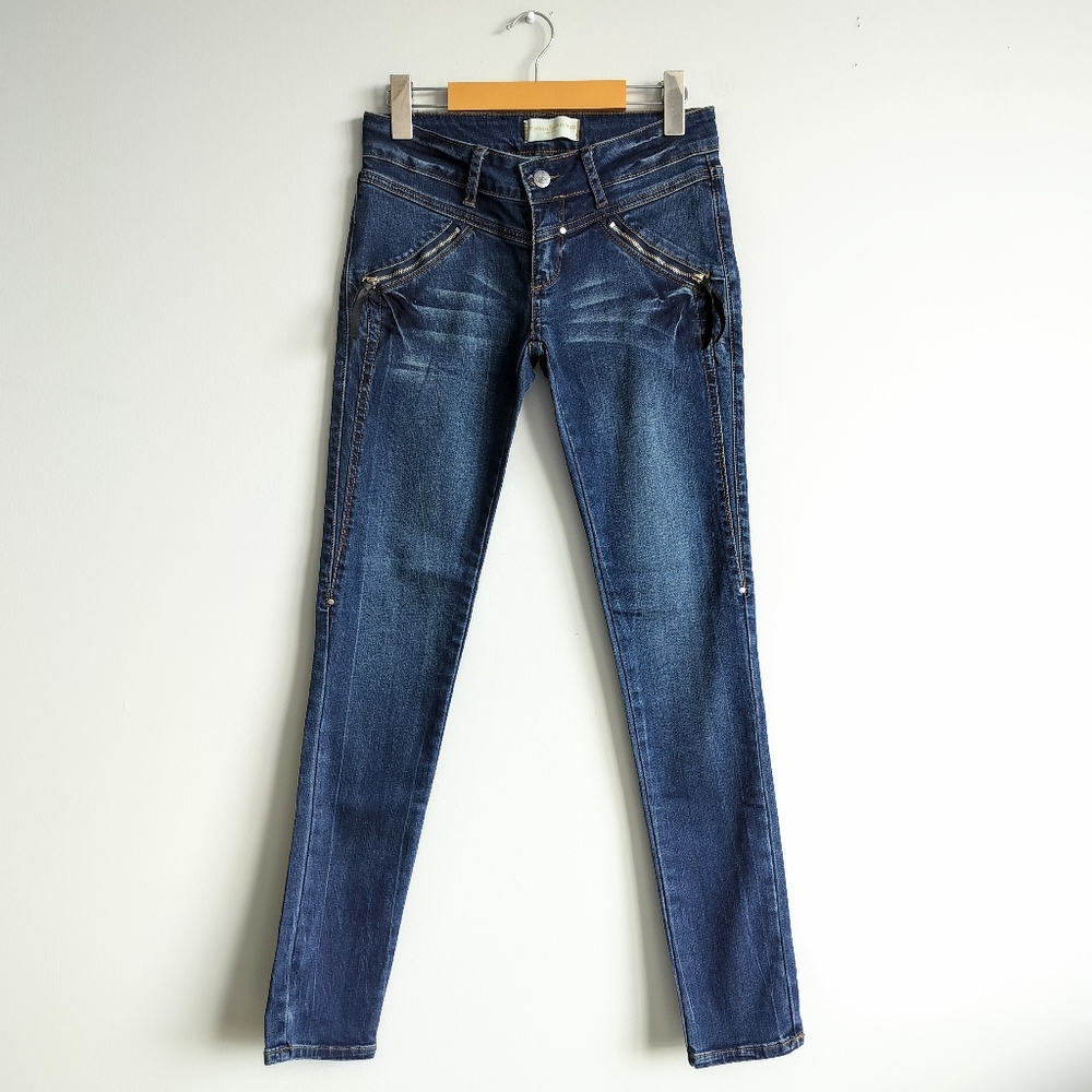 Rare $540 Vivienne Westwood Low Rise Stretch Moto Skinny Jeans sz. 27 Zippers